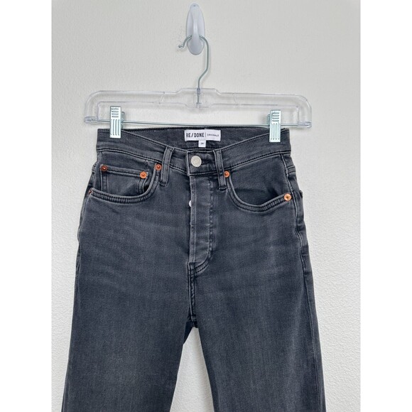Re/Done Women's High Rise Ankle Crop in Dusty Char Button Fly Black Size 24 - Picture 3 of 8